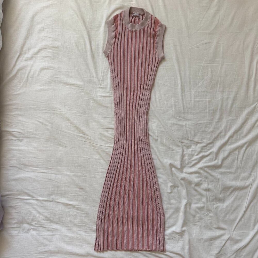 All Saints Pink Ribbed Knit Dress